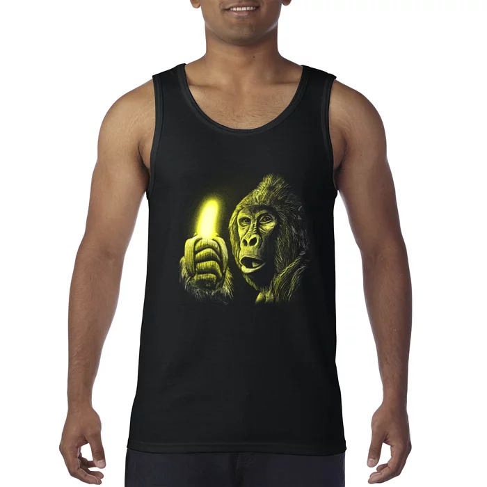 Neon Gorilla Holding Banana Tank Top