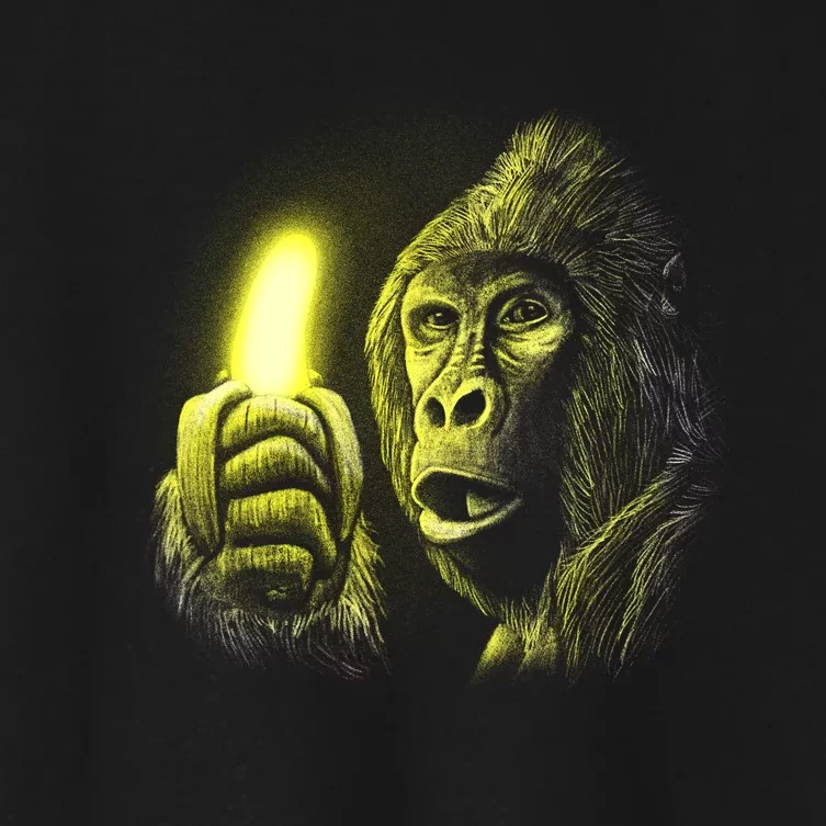 Neon Gorilla Holding Banana Women's Crop Top Tee