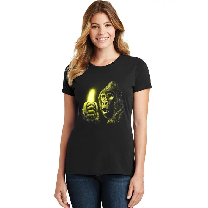 Neon Gorilla Holding Banana Women's T-Shirt