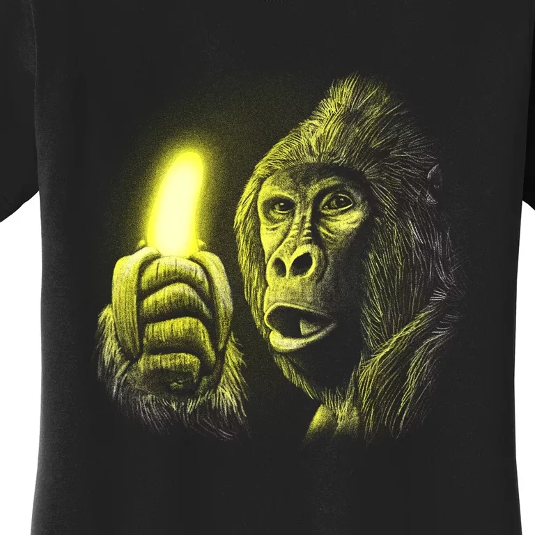 Neon Gorilla Holding Banana Women's T-Shirt