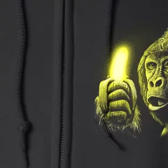 Neon Gorilla Holding Banana Full Zip Hoodie