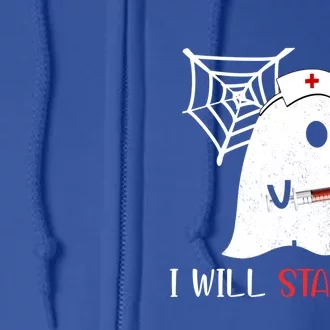 Nurse Ghost I Will Stab You Funny Halloween Gift Full Zip Hoodie