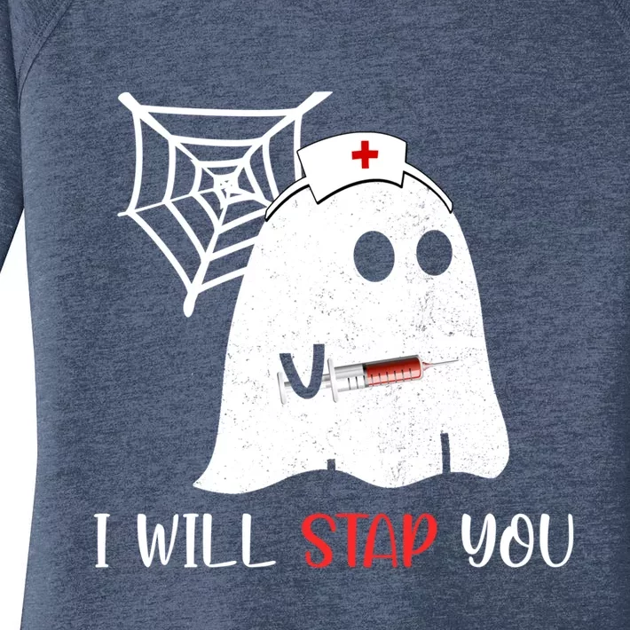 Nurse Ghost I Will Stab You Funny Halloween Gift Women's Perfect Tri Tunic Long Sleeve Shirt