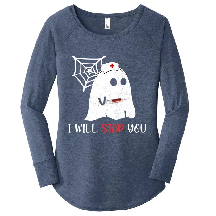 Nurse Ghost I Will Stab You Funny Halloween Gift Women's Perfect Tri Tunic Long Sleeve Shirt