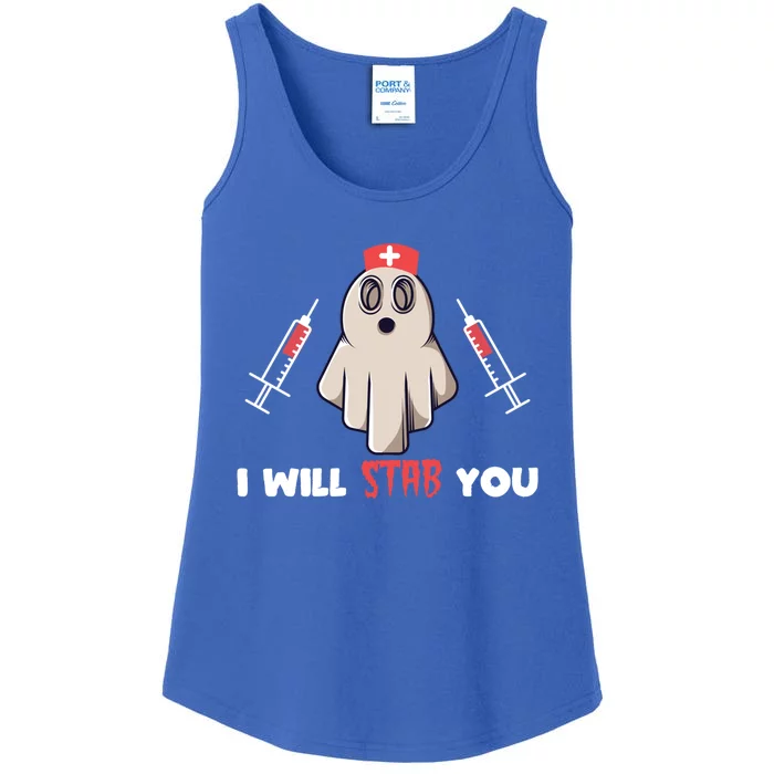 Nurse Ghost I Will Stab You Halloween Costume Nursing Gift Great Gift Ladies Essential Tank