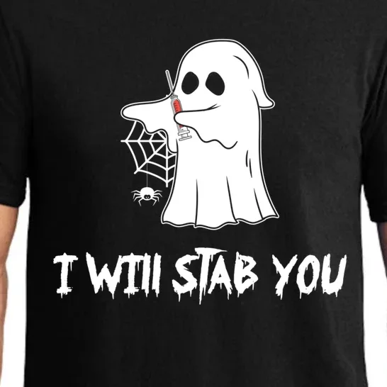 Nurse Ghost I Will Stab You Halloween Costume Nursing Gift Pajama Set