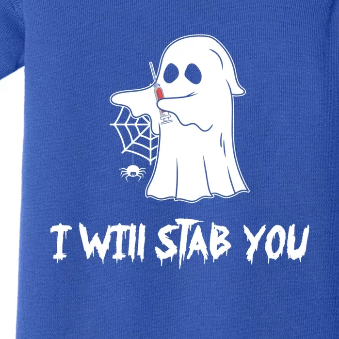 Nurse Ghost I Will Stab You Halloween Costume Nursing Gift Baby Bodysuit