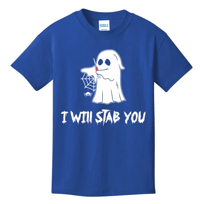 Nurse Ghost I Will Stab You Halloween Costume Nursing Gift Kids T-Shirt