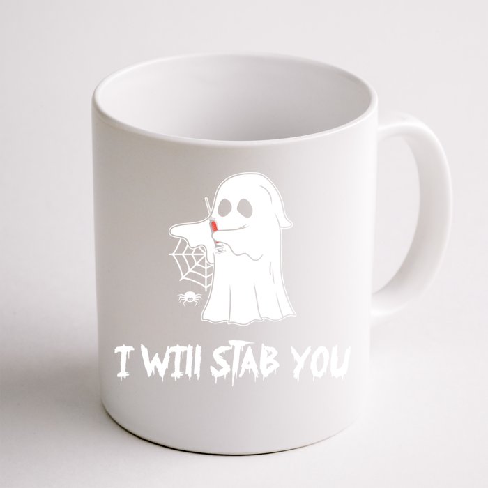 Nurse Ghost I Will Stab You Halloween Costume Nursing Gift Front & Back Coffee Mug