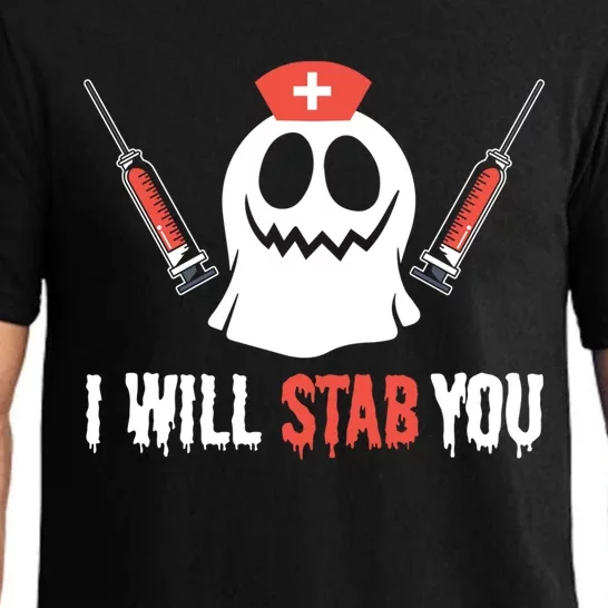 Nurse Ghost I Will Stab You Halloween Costume Nursing Gift Pajama Set