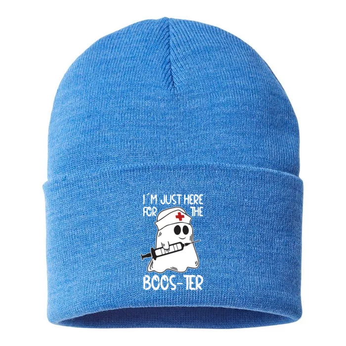 Nurse Ghost I Will Stab You Halloween Just Here For The Boos Cute Gift Sustainable Knit Beanie