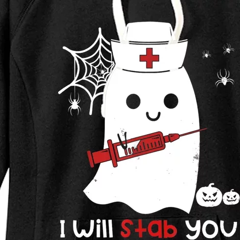 Nurse Ghost I Will Stab You Cute Gift Funny Halloween Gift Women's Fleece Hoodie