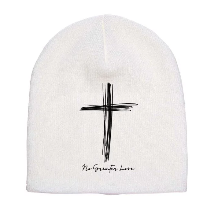 No Greater Love Cross Christian Easter Short Acrylic Beanie