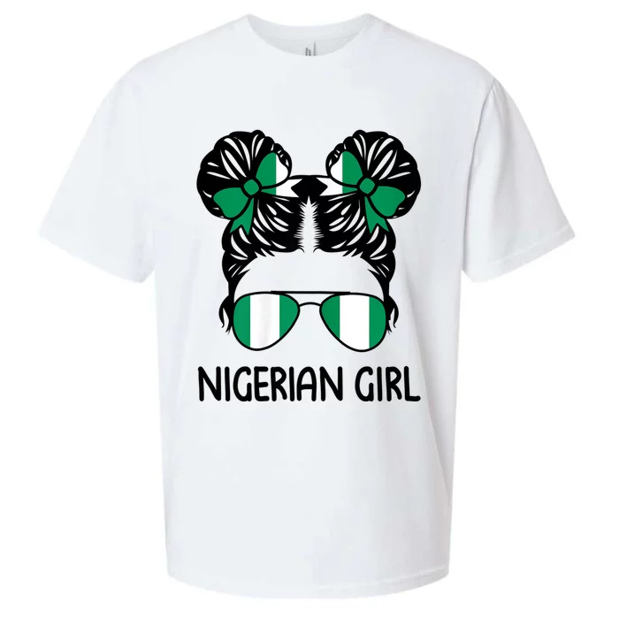 Nigerian Girl Messy Hair Nigeria Pride Patriotic Womens Kids Sueded Cloud Jersey T-Shirt