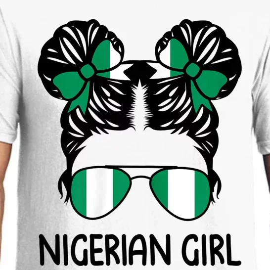 Nigerian Girl Messy Hair Nigeria Pride Patriotic Womens Kids Pajama Set