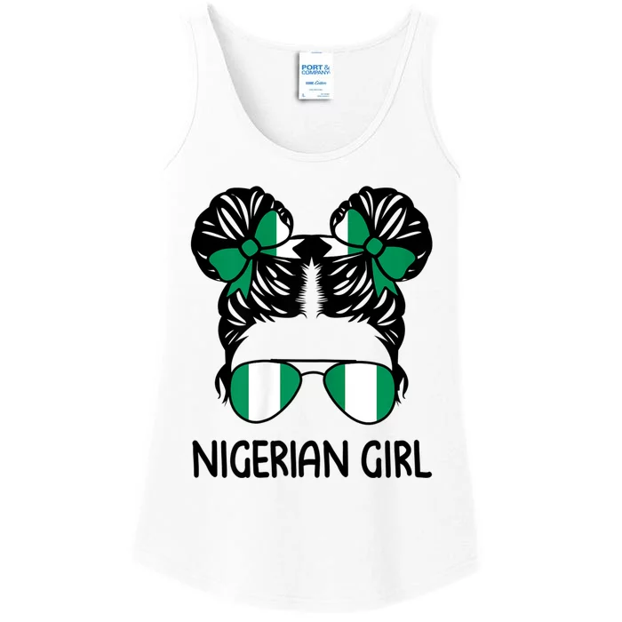 Nigerian Girl Messy Hair Nigeria Pride Patriotic Womens Kids Ladies Essential Tank