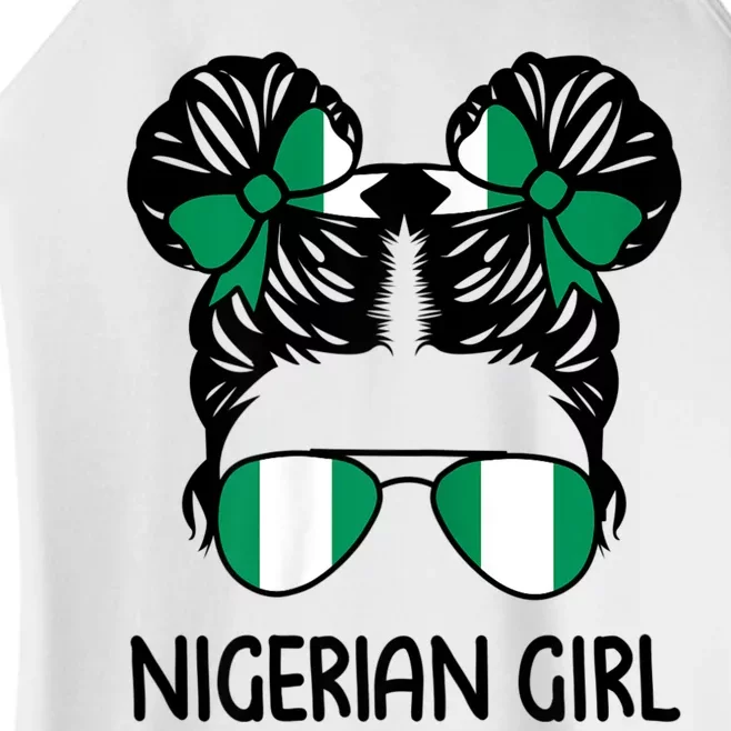 Nigerian Girl Messy Hair Nigeria Pride Patriotic Womens Kids Women’s Perfect Tri Rocker Tank