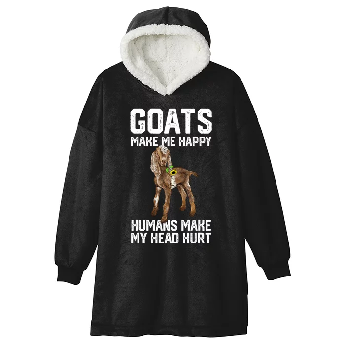 Nubain Goats Make Me Happy Humans Make My Head Hurt Hooded Wearable Blanket