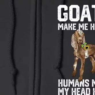 Nubain Goats Make Me Happy Humans Make My Head Hurt Full Zip Hoodie