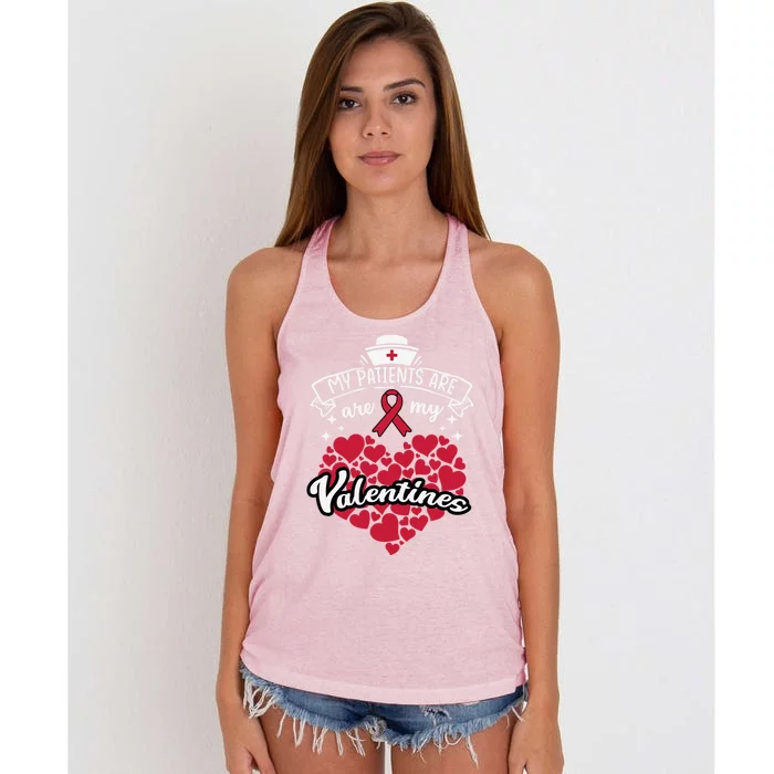 Nurse Gift My Patients Are My Valentines Funny Present Gift Women's Knotted Racerback Tank