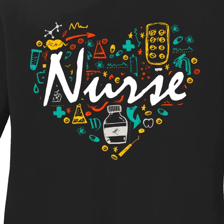 Nurse Gifts Nurse Week Gifts Cute Nurse Heart Ladies Long Sleeve Shirt