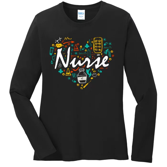 Nurse Gifts Nurse Week Gifts Cute Nurse Heart Ladies Long Sleeve Shirt