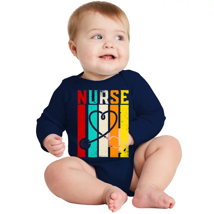 Nurse Gifts Nurse Week Gifts Cute Nurse Vintage Retro Baby Long Sleeve Bodysuit