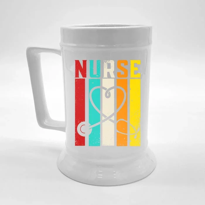 Nurse Gifts Nurse Week Gifts Cute Nurse Vintage Retro Front & Back Beer Stein