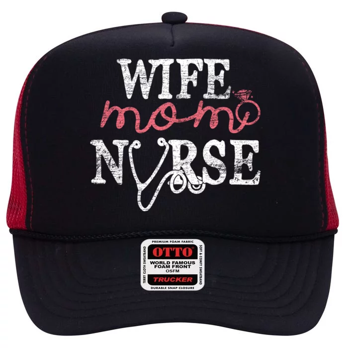 Nursery Gift Nursing Stethoscope Wife Mom Nurse Gift High Crown Mesh Trucker Hat