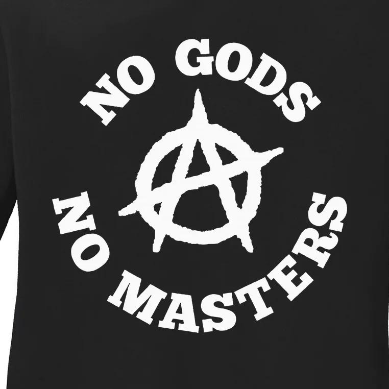 No Gods No Masters Anarchy Symbol Anarchist Atheist Ladies Long Sleeve Shirt