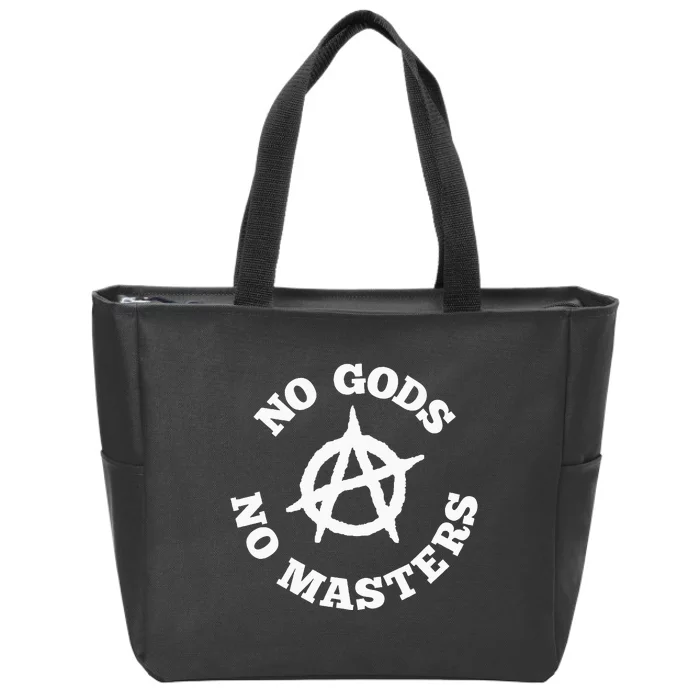 No Gods No Masters Anarchy Symbol Anarchist Atheist Zip Tote Bag