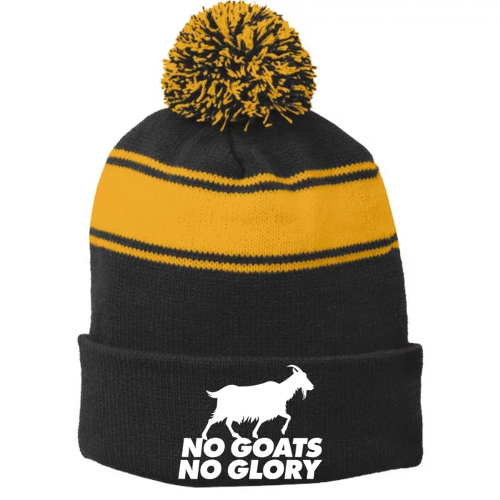 No Goats No Glory Stripe Pom Pom Beanie