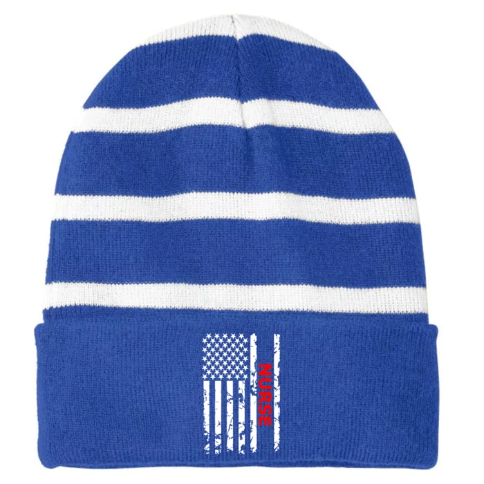 Nurse Gift Striped Beanie with Solid Band