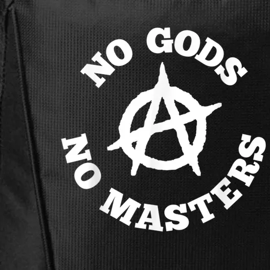 No Gods No Masters Anarchy Symbol Anarchist Atheist City Backpack