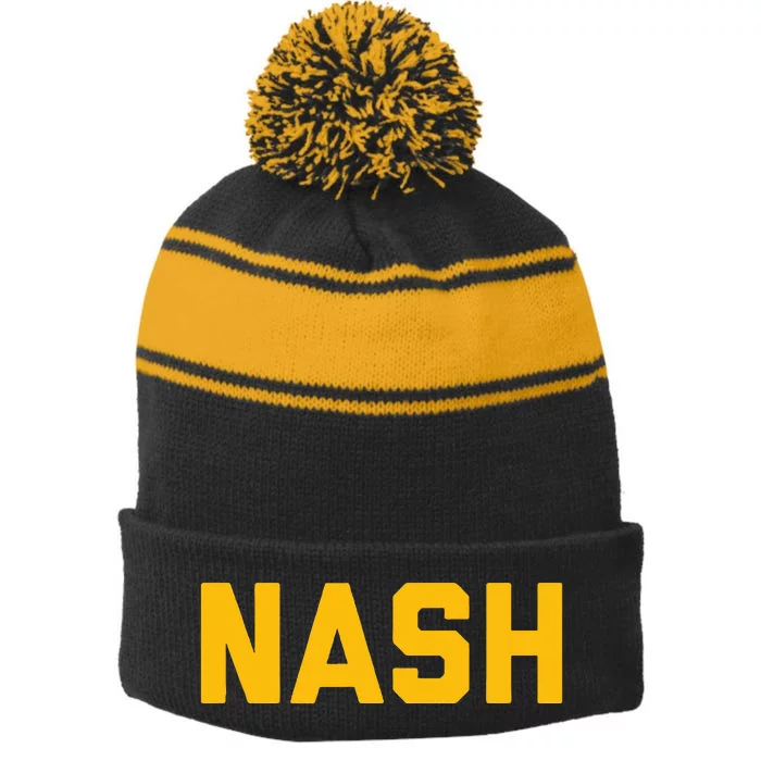 Nash Gold Nashville Tn Stripe Pom Pom Beanie