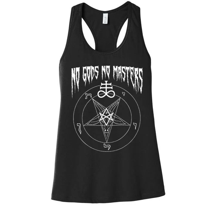 No Gods No Masters S.A.T.A.N.I.C Baphomet Devil Women's Racerback Tank