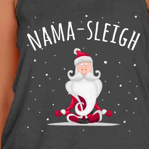 Namafunny Giftleigh Namasleigh Funny Santa Yoga Christmas Lotus Pose Gift Women's Knotted Racerback Tank