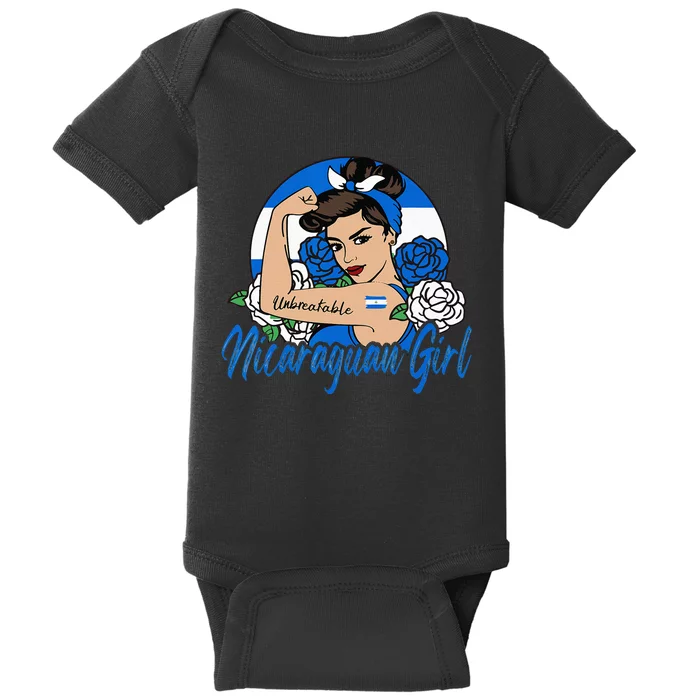 Nicaragua Girl Nicaraguan Mujer Nicaraguense Flag Baby Bodysuit