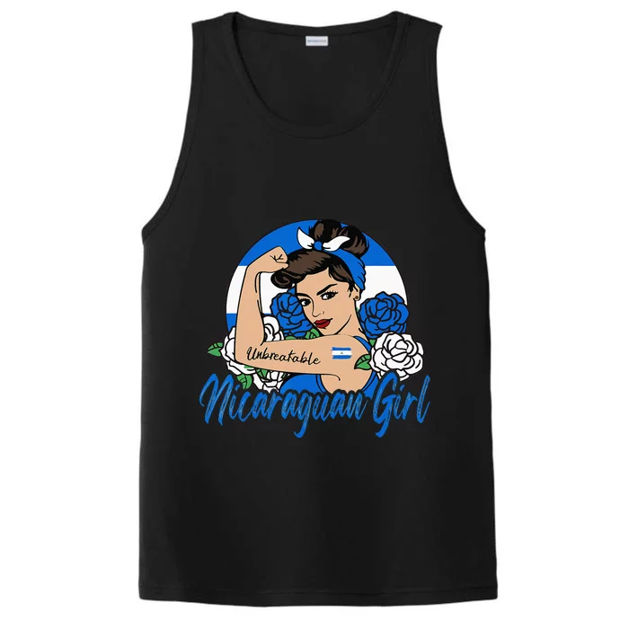 Nicaragua Girl Nicaraguan Mujer Nicaraguense Flag Performance Tank