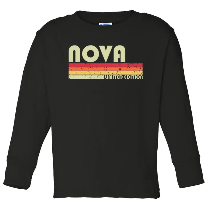 N.O.V.A Gift Name Personalized Funny Retro Vintage Birthday Toddler Long Sleeve Shirt