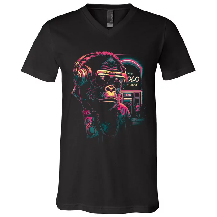 Neon Gorilla V-Neck T-Shirt