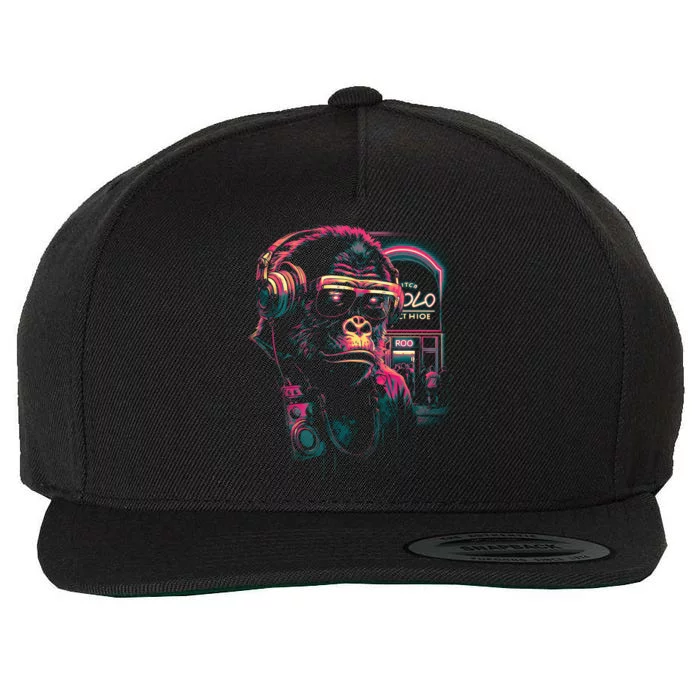 Neon Gorilla Wool Snapback Cap