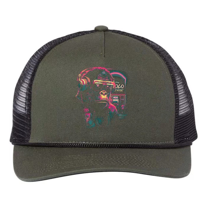 Neon Gorilla Retro Rope Trucker Hat Cap