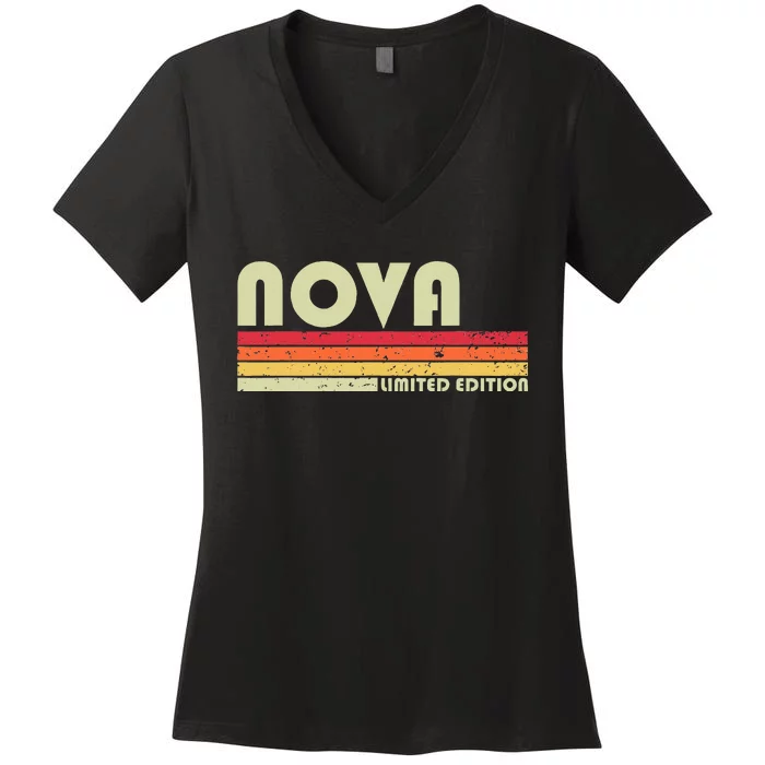 N.O.V.A Gift Name Personalized Funny Retro Vintage Birthday Women's V-Neck T-Shirt