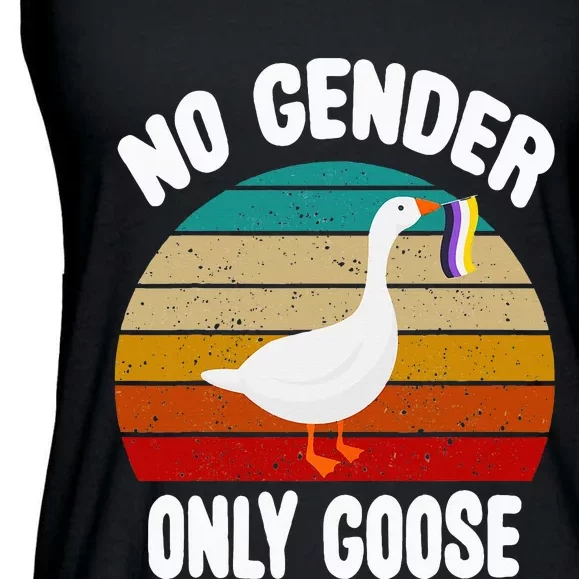 No Gender Only Goose Cute Animal Love Retro Lgbt Pride Month Ladies Essential Flowy Tank