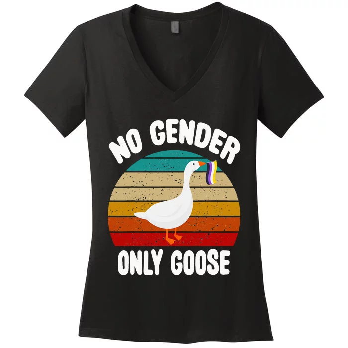 No Gender Only Goose Cute Animal Love Retro Lgbt Pride Month Women's V-Neck T-Shirt