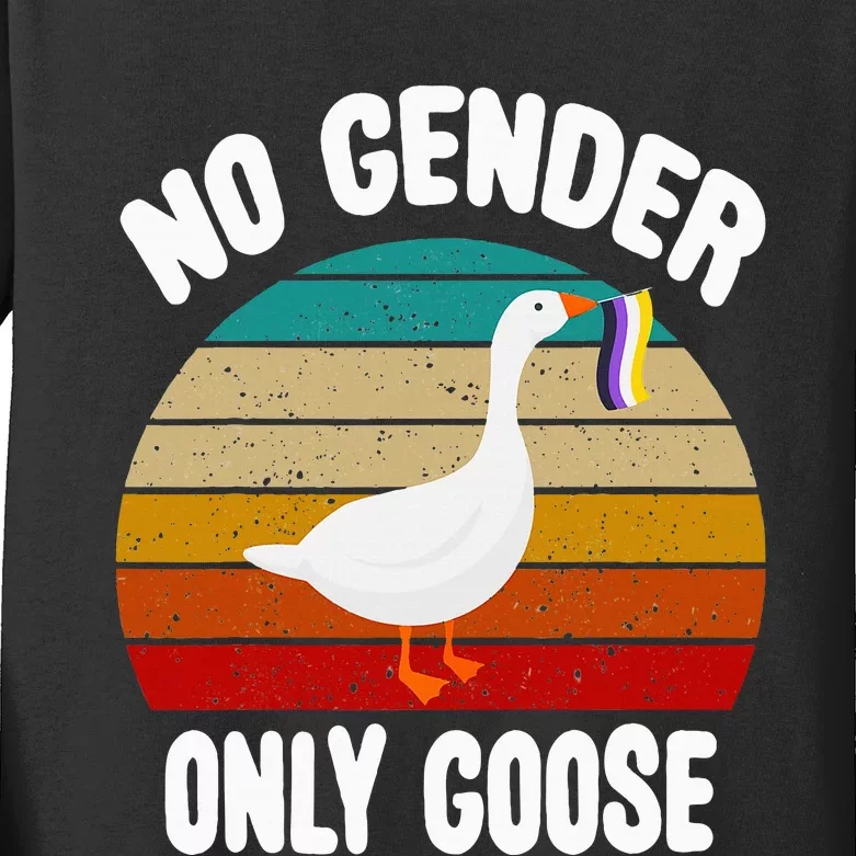 No Gender Only Goose Cute Animal Love Retro Lgbt Pride Month Kids Long Sleeve Shirt