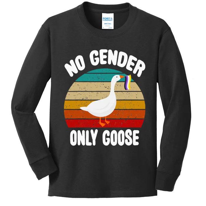 No Gender Only Goose Cute Animal Love Retro Lgbt Pride Month Kids Long Sleeve Shirt