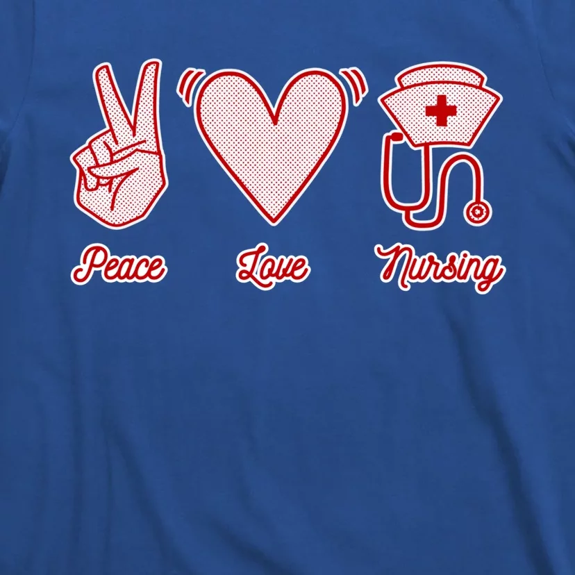 Nurse Gift Peace Love Nursing Rn Cna Student Lpn Cool Gift T-Shirt