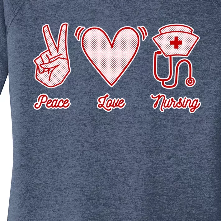 Nurse Gift Peace Love Nursing Rn Cna Student Lpn Cool Gift Women's Perfect Tri Tunic Long Sleeve Shirt